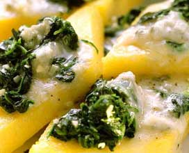 ricetta: Polenta con spinaci e gorgonzola