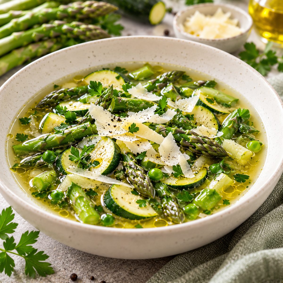 Minestra di asparagi e zucchine
