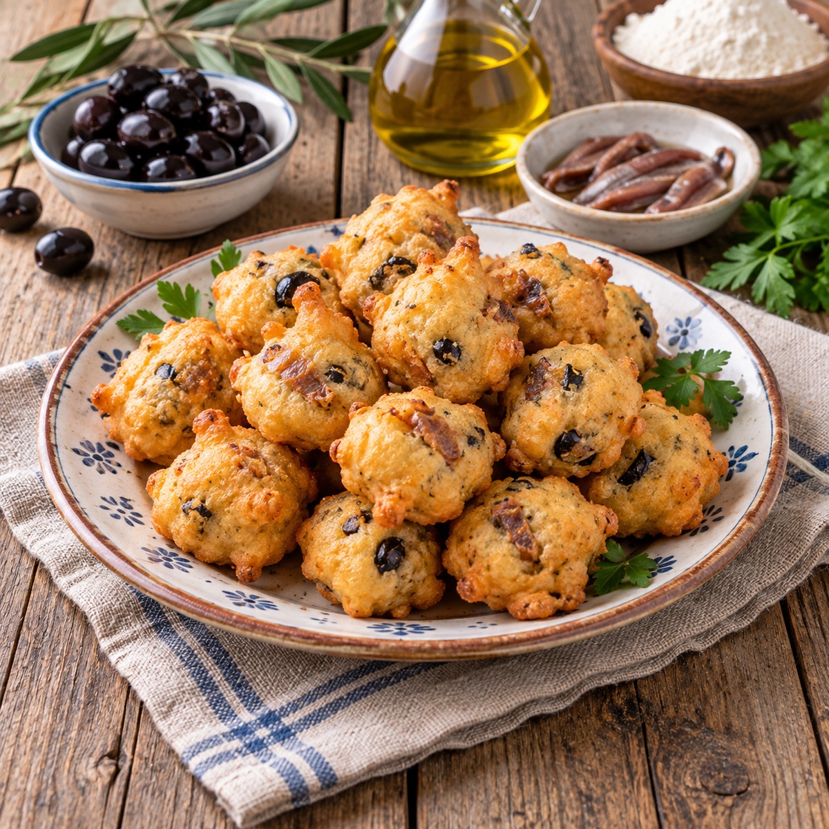 Pettole acciughe e olive