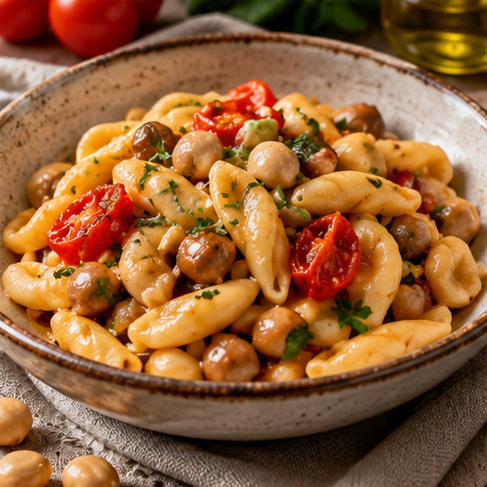 Cavatelli con cicerchie e pomodorini