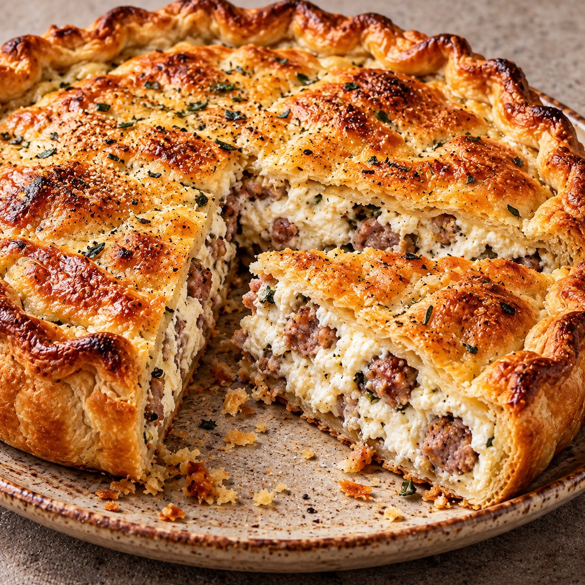 Torta salata lucana con ricotta e salsiccia