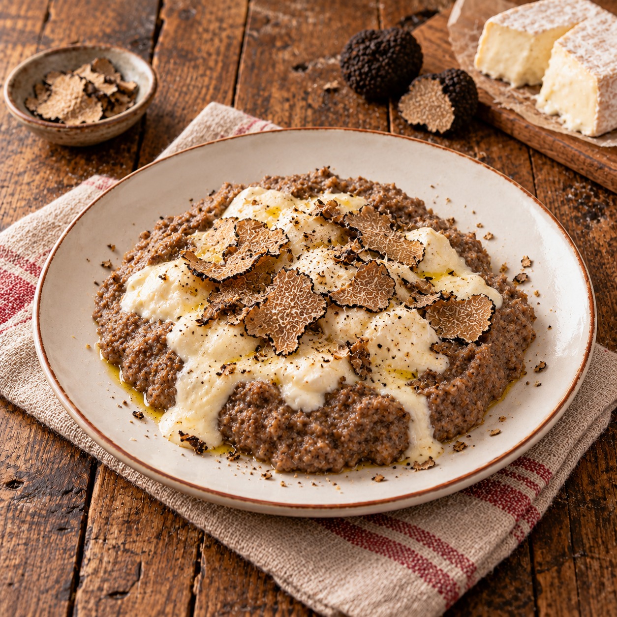 Polenta di grano saraceno con robiola e tartufo