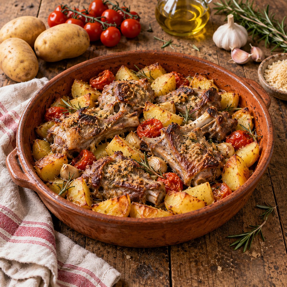 Agnello con patate al forno
