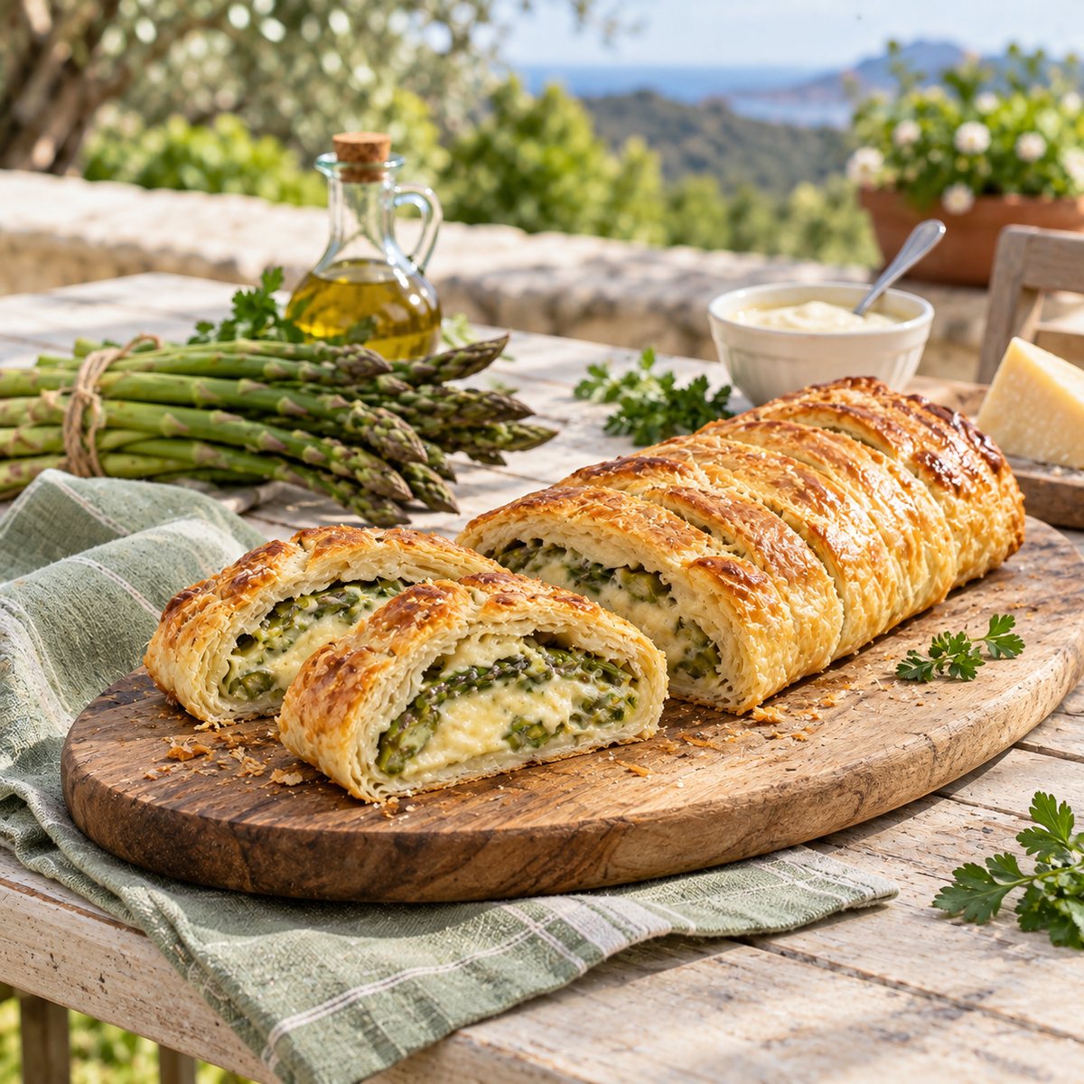 Rotolo di pasta sfoglia con asparagi Rotolo di pasta sfoglia con asparagi