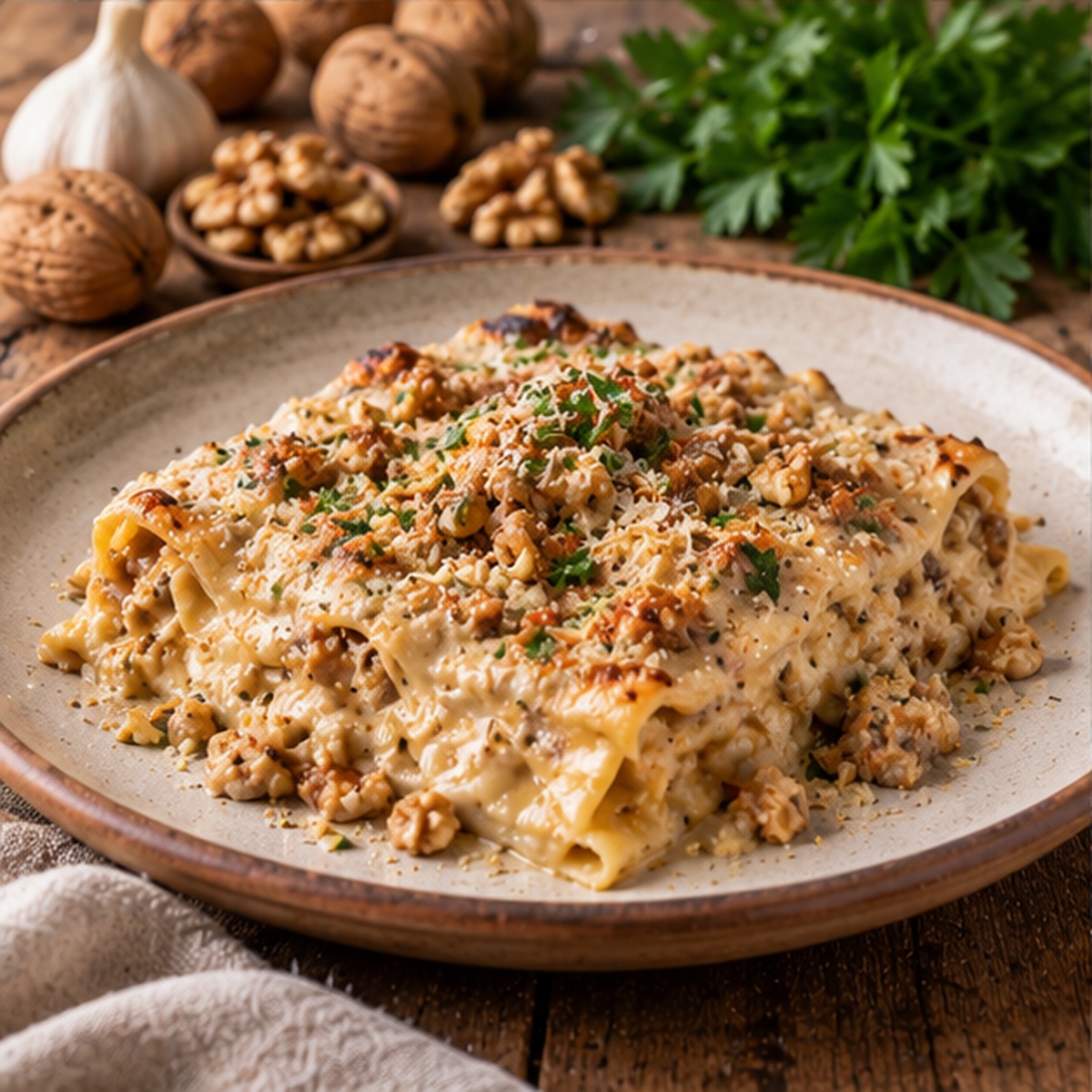 Lasagne al sugo di noci