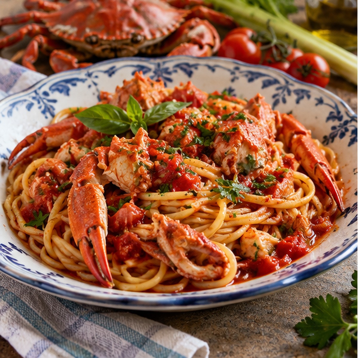 Spaghetti in salsa di granchio