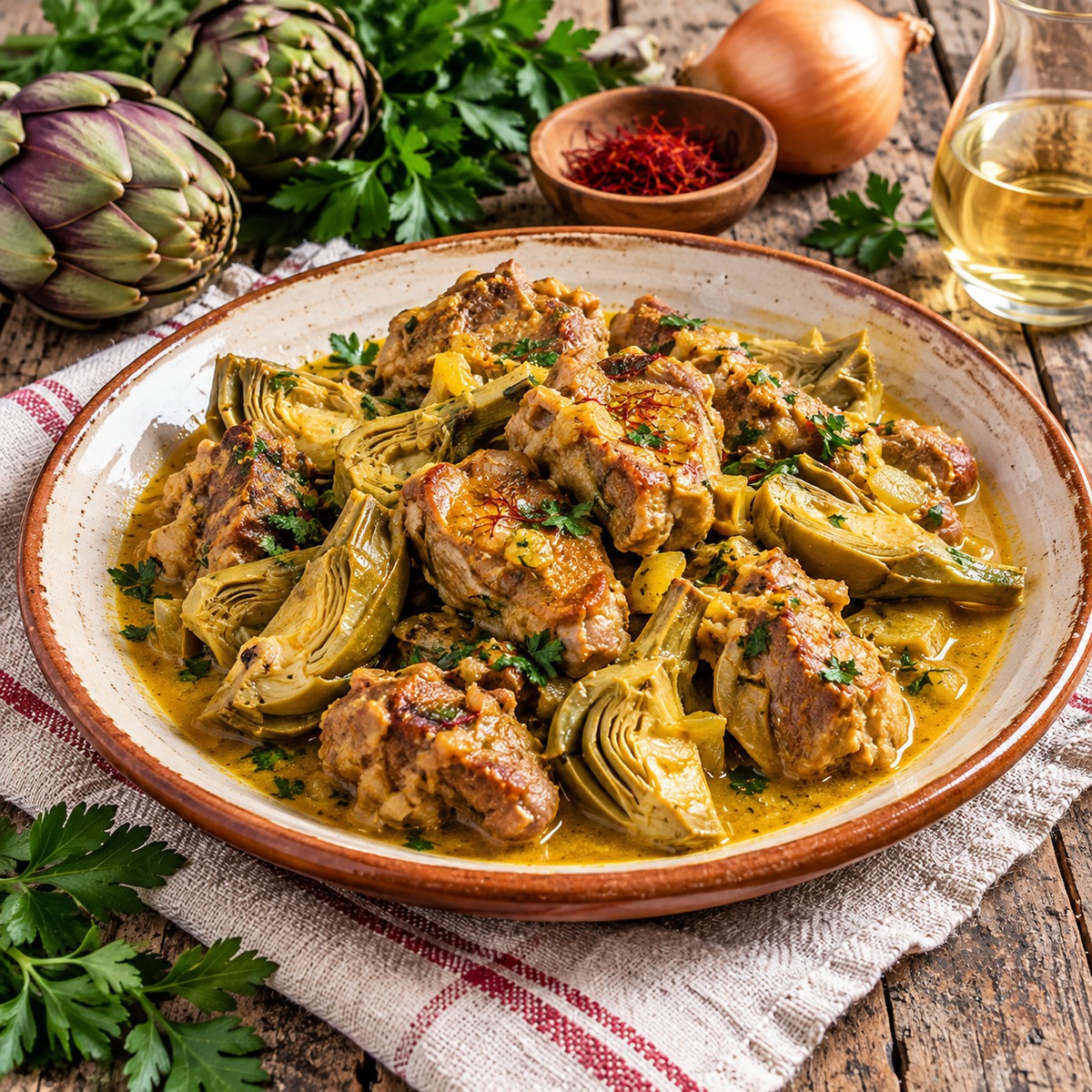 Agnello zafferano e carciofi Agnello zafferano e carciofi