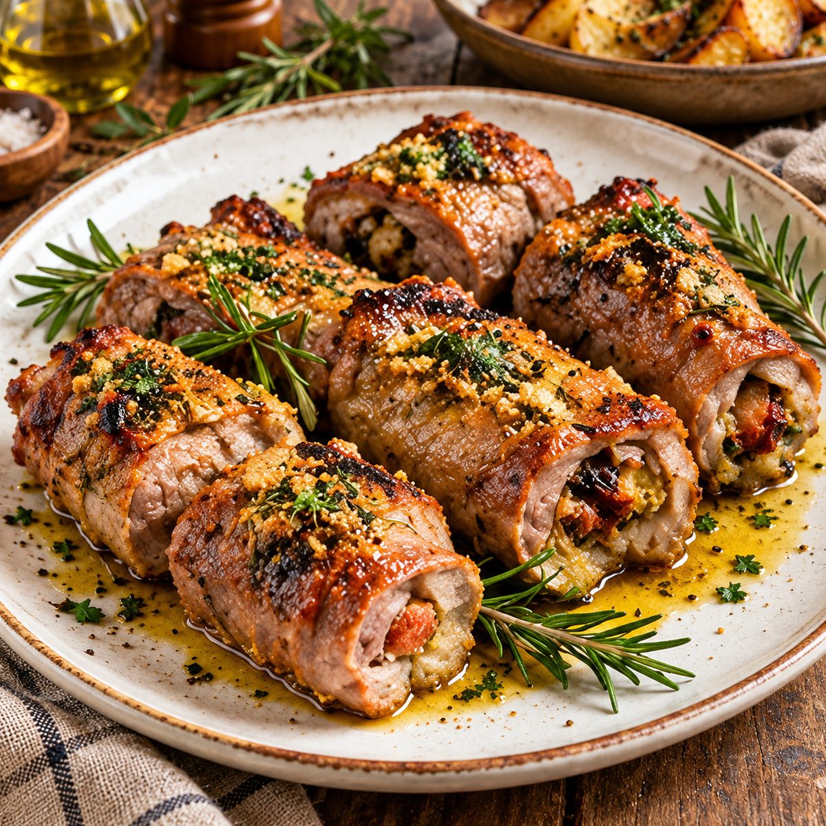 Involtini di capretto al forno Involtini di capretto al forno