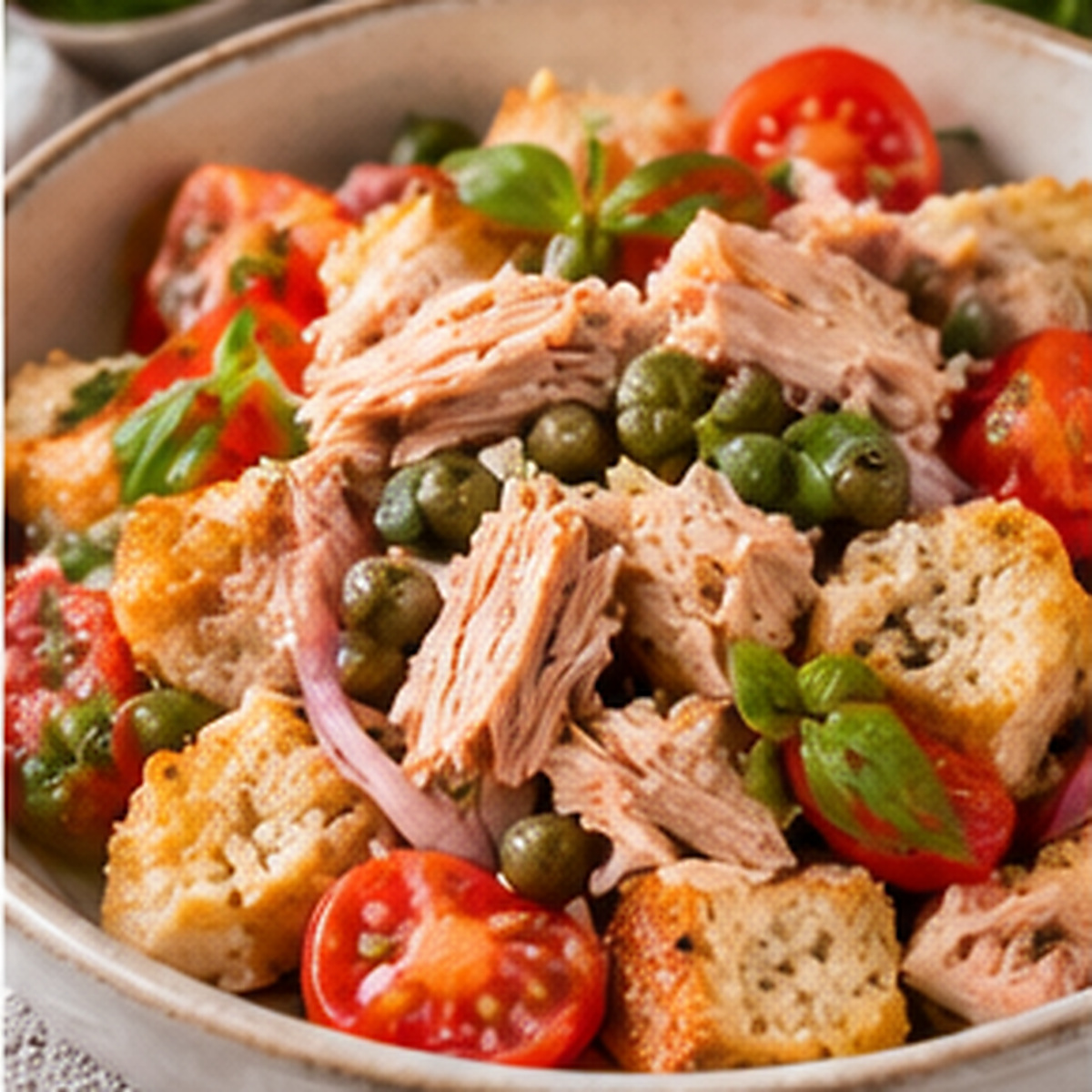 Panzanella con tonno e capperi