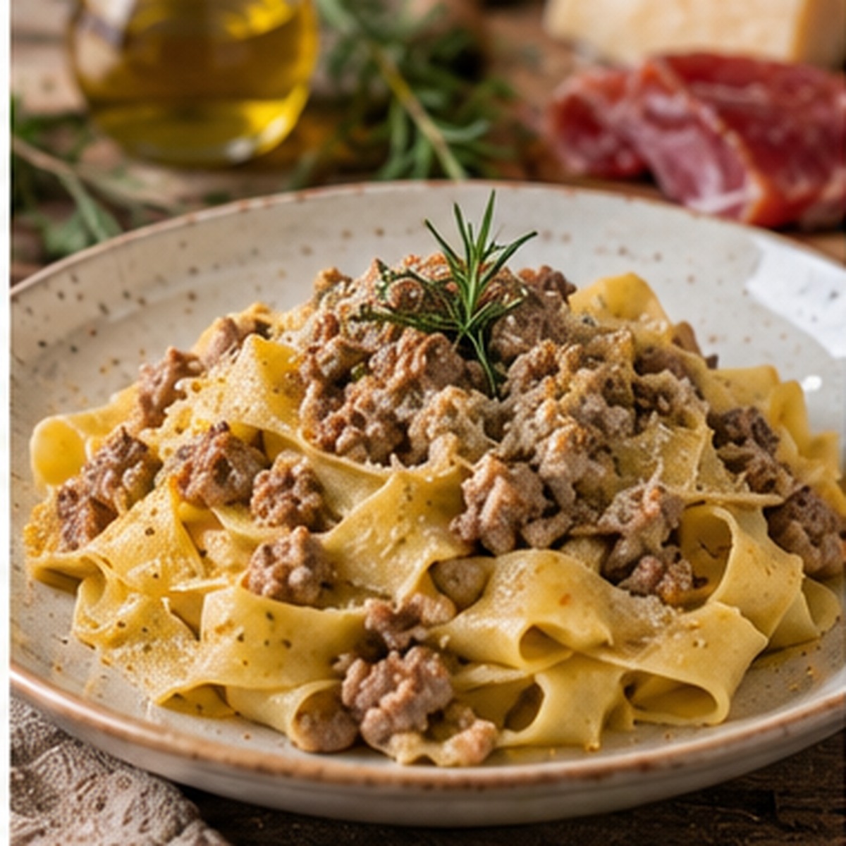 Pappardelle al ragù bianco di cinta senese