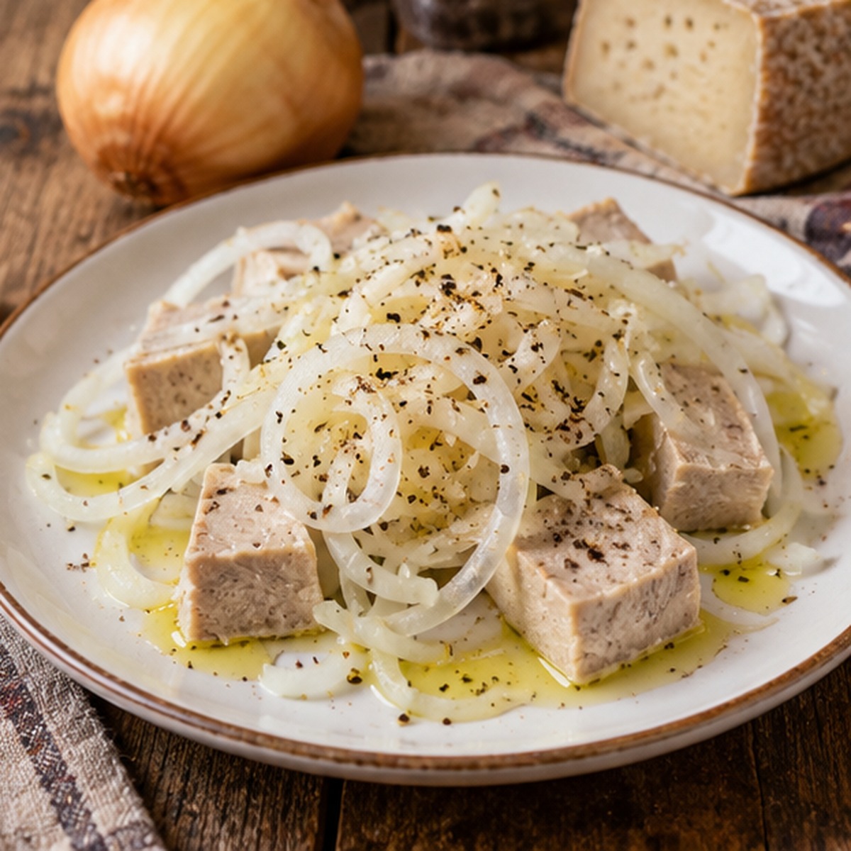 Formaggio grigio e cipolle Formaggio grigio e cipolle
