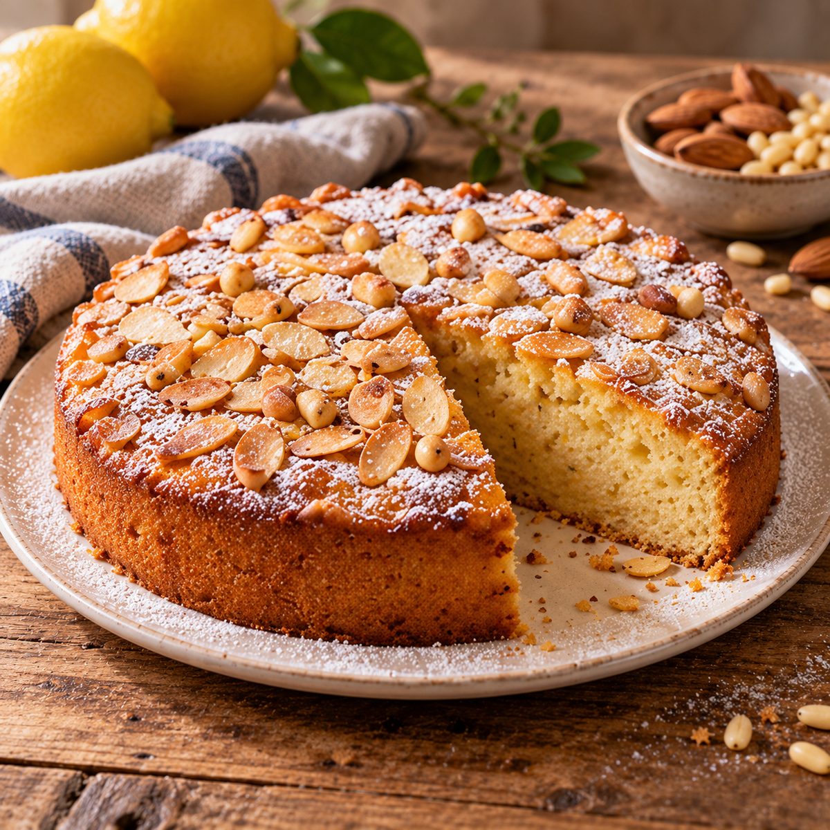Torta con pinoli e mandorle