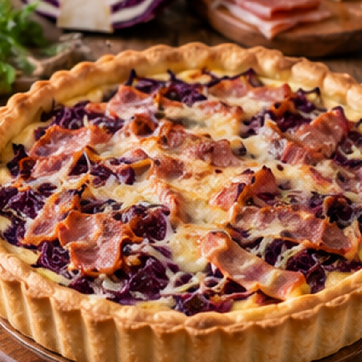 Torta tirolese al cavolo rosso speck e fontina