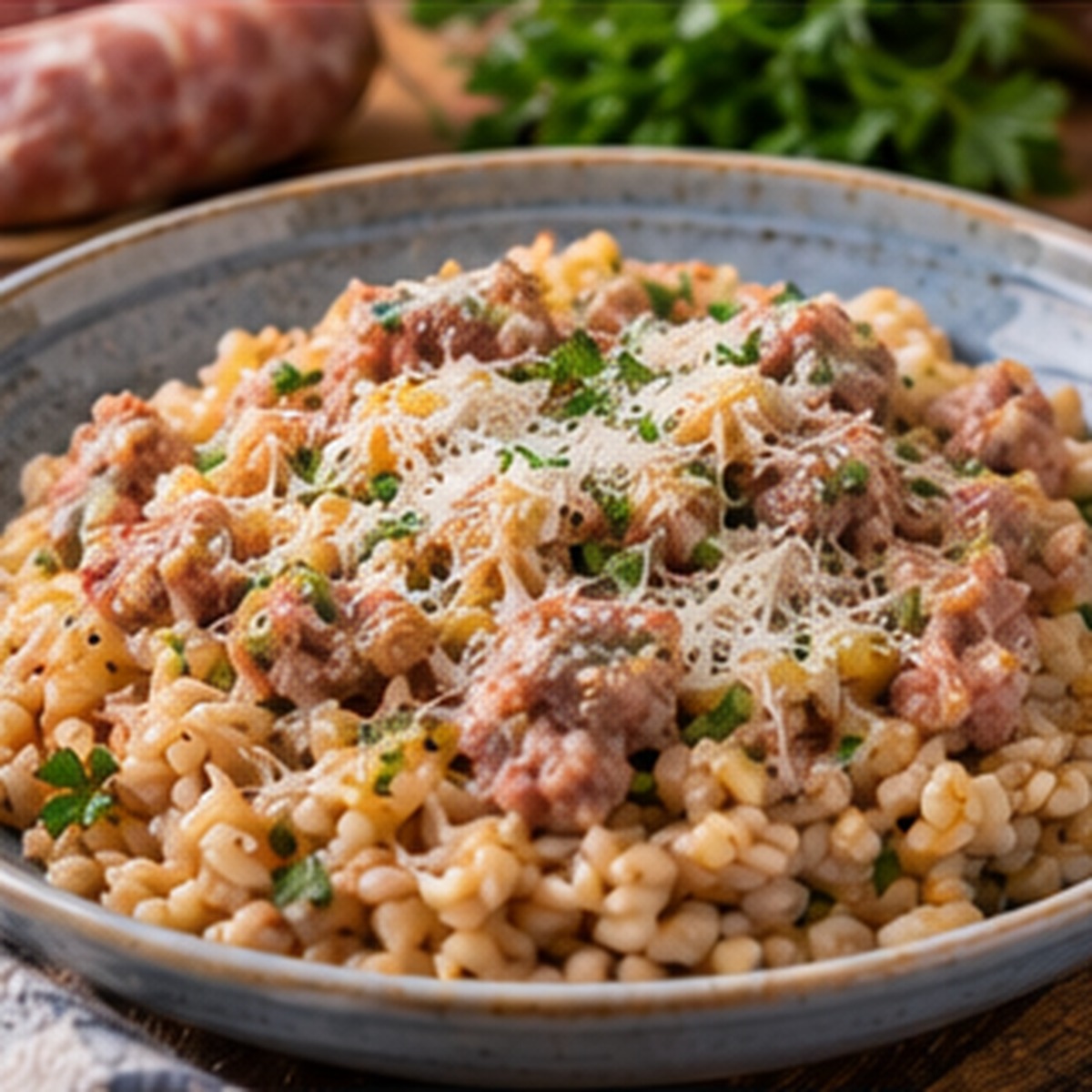 Orzotto alla salsiccia Orzotto alla salsiccia