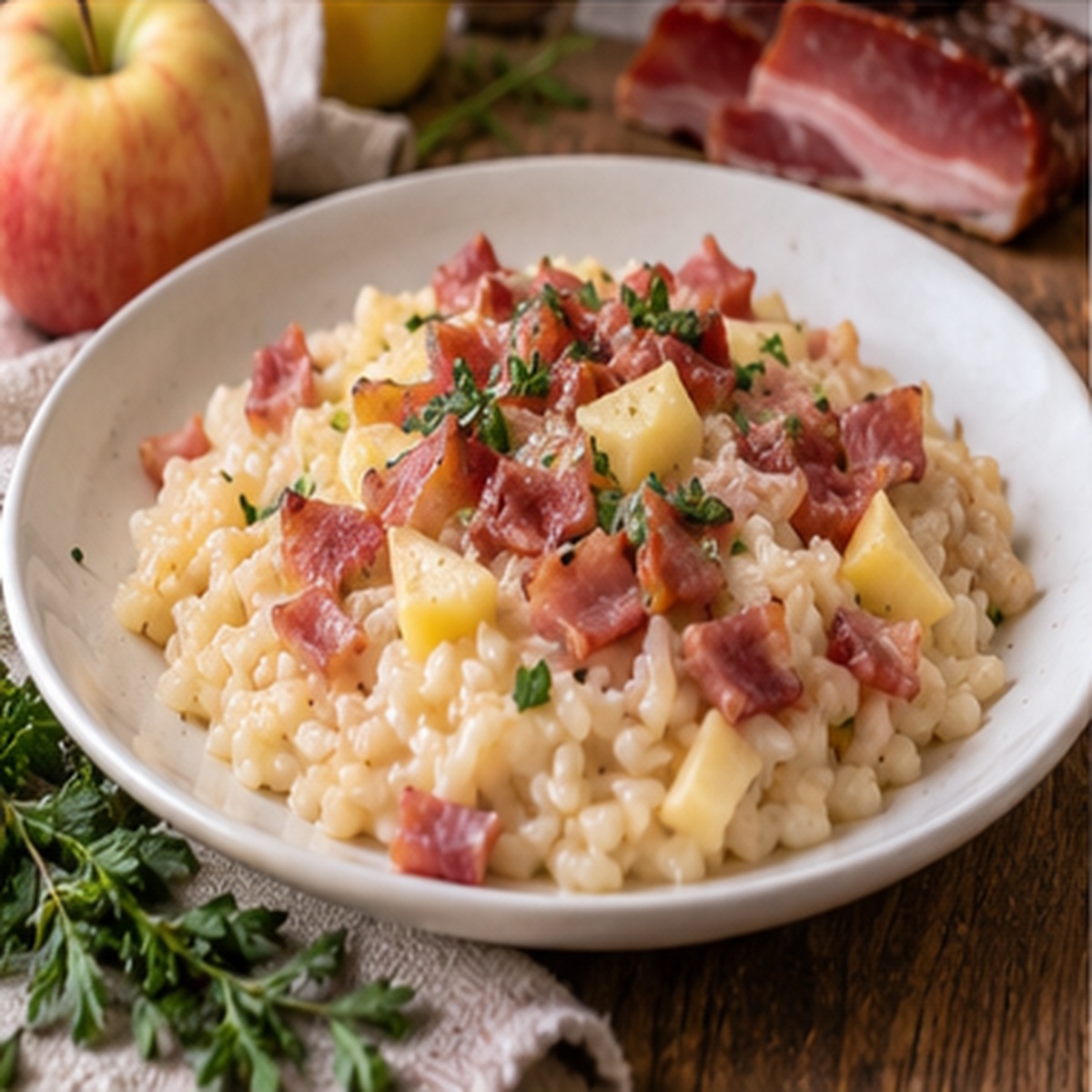 Risotto mele e speck Risotto mele e speck