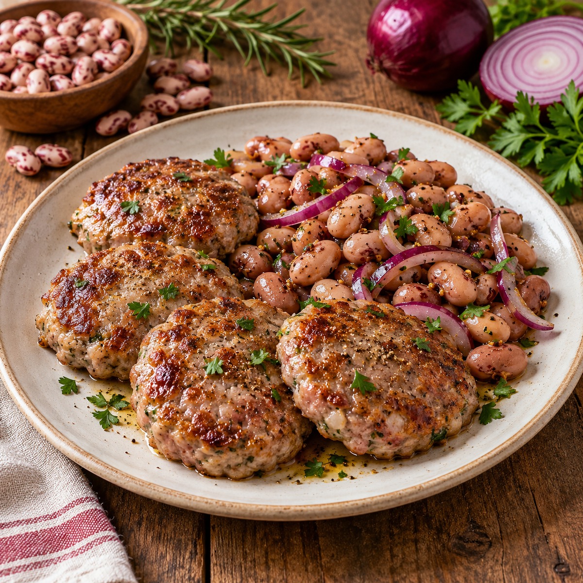 Bistecche di Tastasale con fagioli borlotti