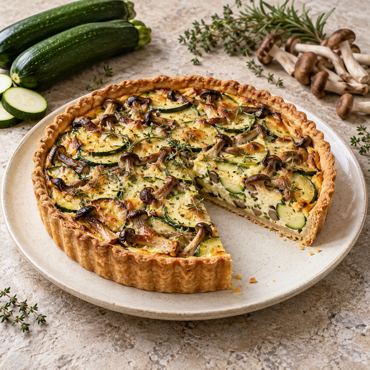 Crostata di funghi e zucchine