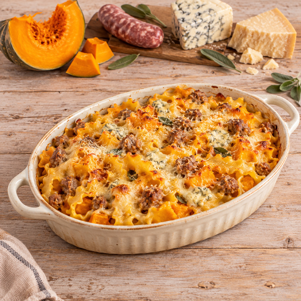 Pasta zucca e salsiccia