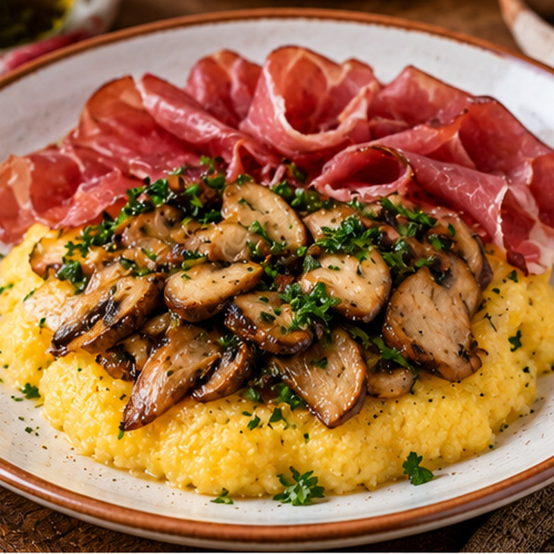Fotografia illustrativa della preparazione: Polenta e funghi